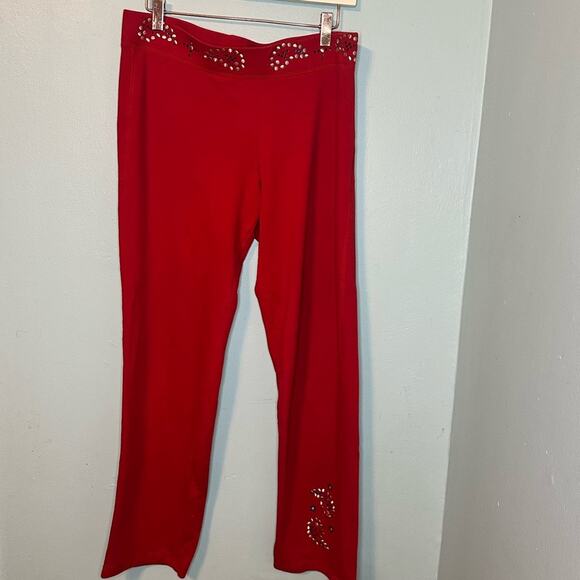 Victoria Secret Embellished Red Flare Pants - Picture 1 of 6
